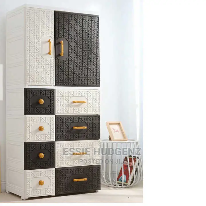 Kids Plastic Double Door Wardrobe With Drawers
