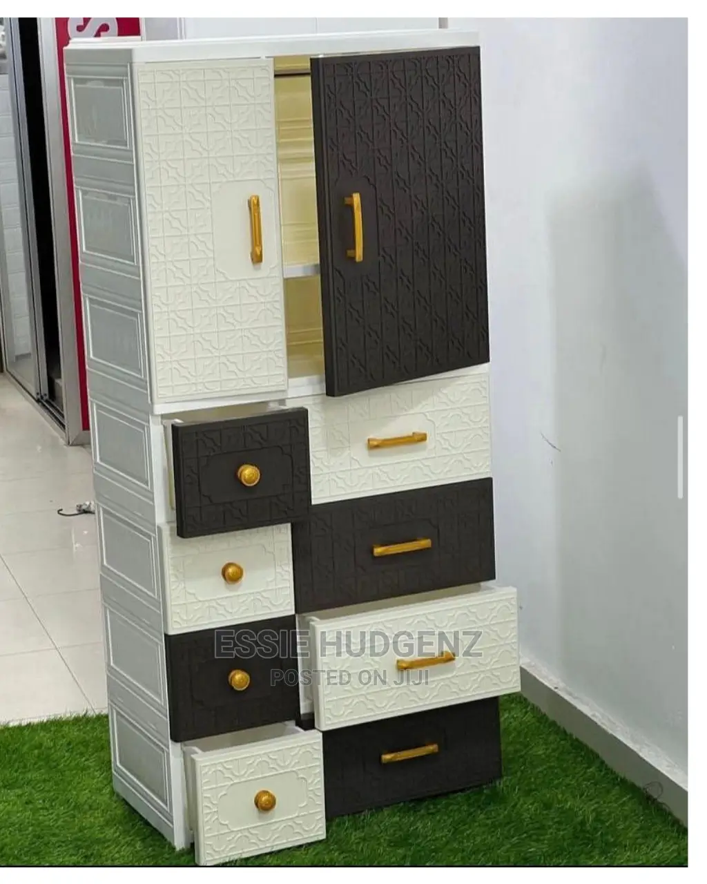 Kids Plastic Double Door Wardrobe With Drawers