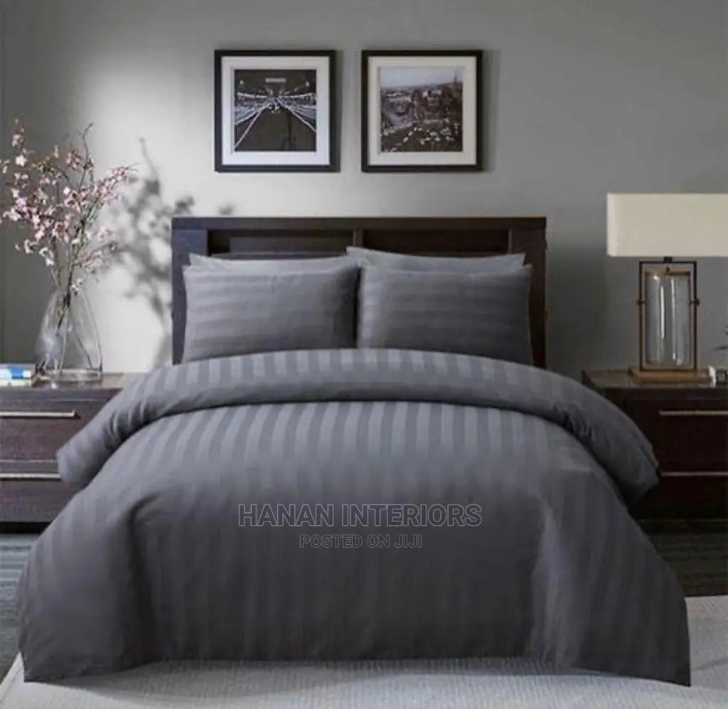 Stripped Duvet Set- Gray
