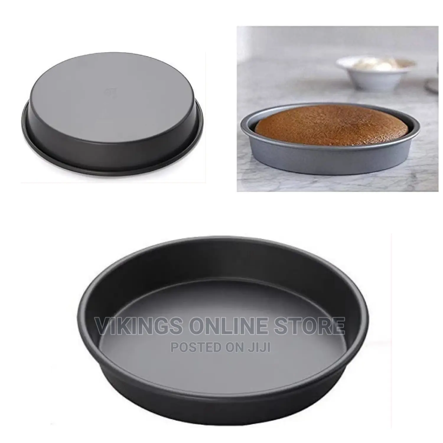 24cm Nonstick Round Cake Baking Pan Mould Tray, Black