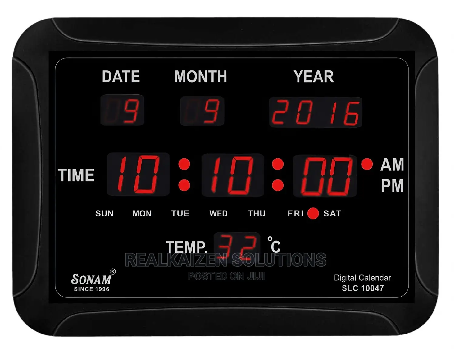 SONAM Premium Quartz Electric LED Wall Clock | Temp Display