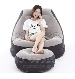 Photo - Air Seat With A Footrest Stool, Comes With A Pump-black