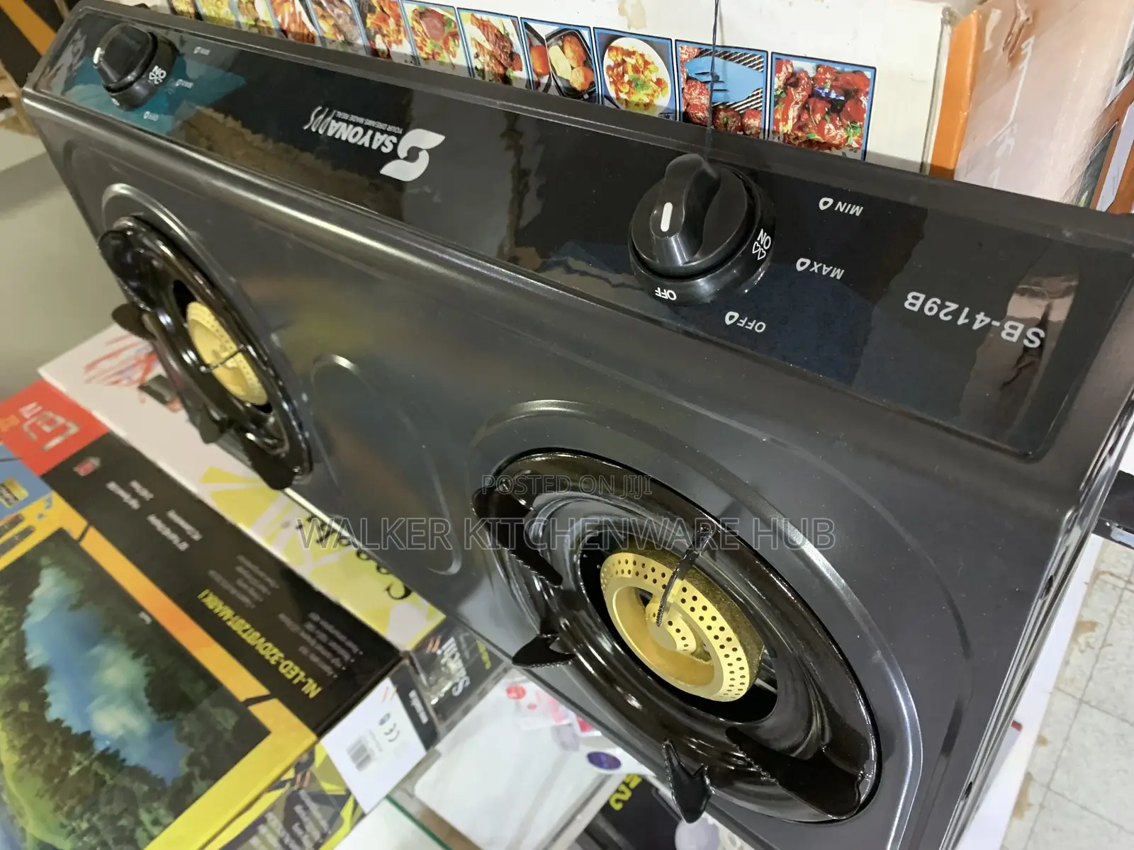 Stainless Steel Double Gas Stove Black
