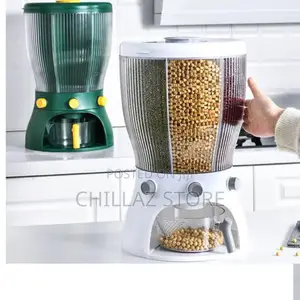 Rotating Multifunctional Cereal Storage Containers.