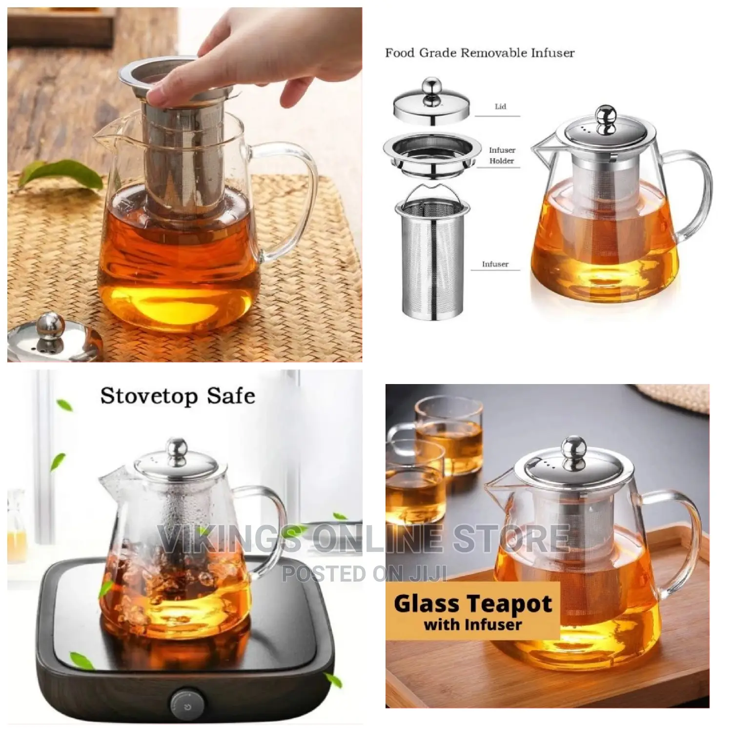 350ml Glass Kettle Teapot With Strainer Filter Infuser