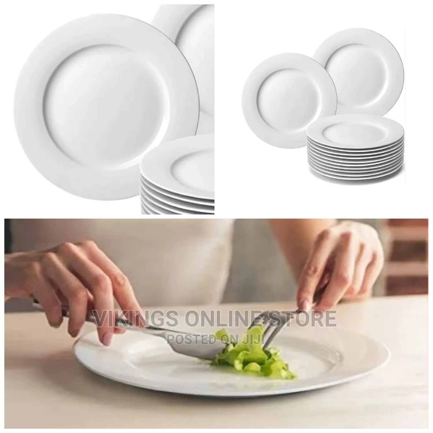 6 Inch 12-Piece Porcelain Salad, Dessert Side Plates-White