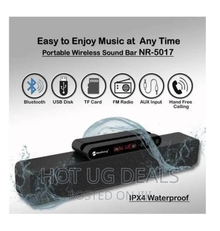 Wireless Speaker NR-5017 Bluetooth Soundbar X-Bass -Grey