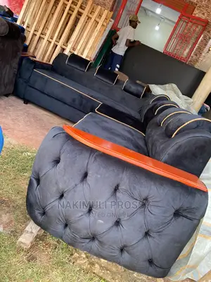 Black Sofa Set 6 Seater L