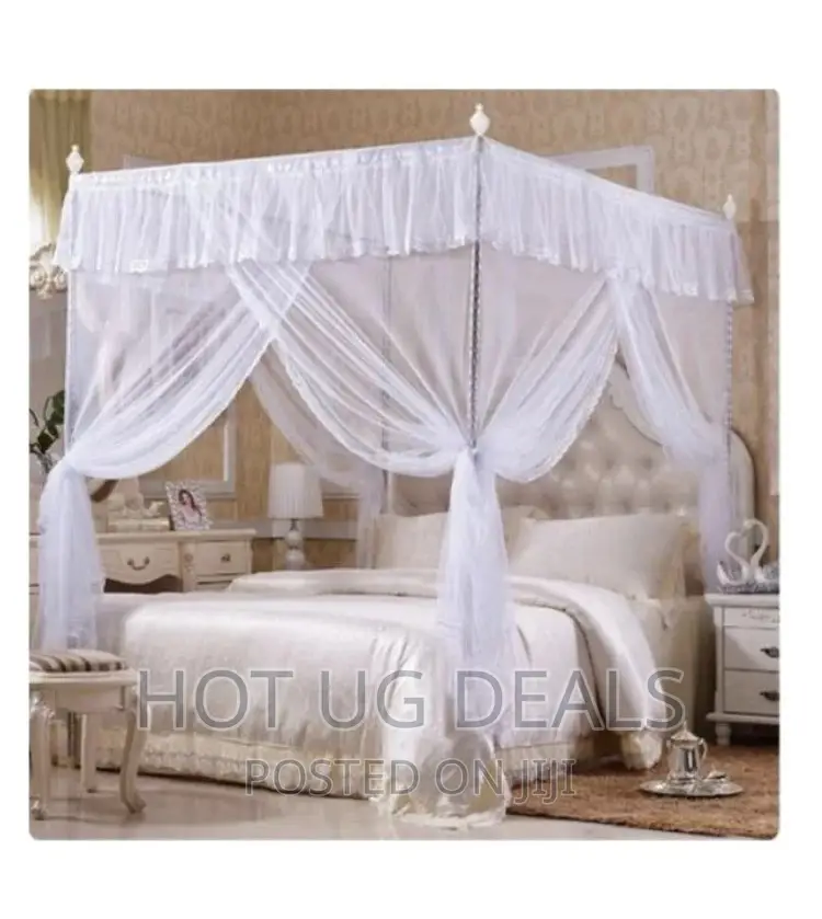 6x6 Flat Mosquito Net With Metal Stands - White