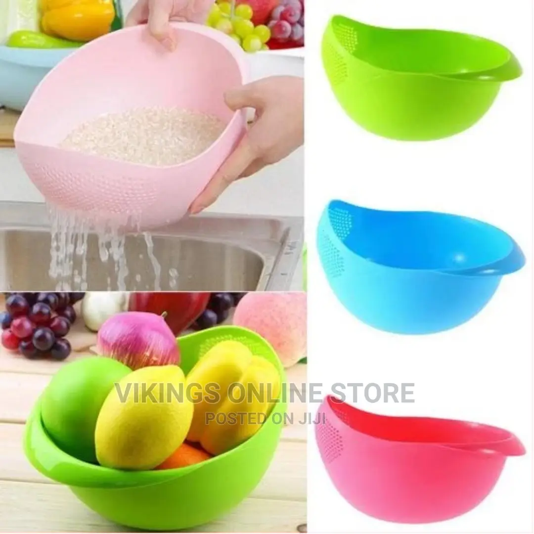1pc Fruits Vegetable Washing Bowl Strainer Rice Colander