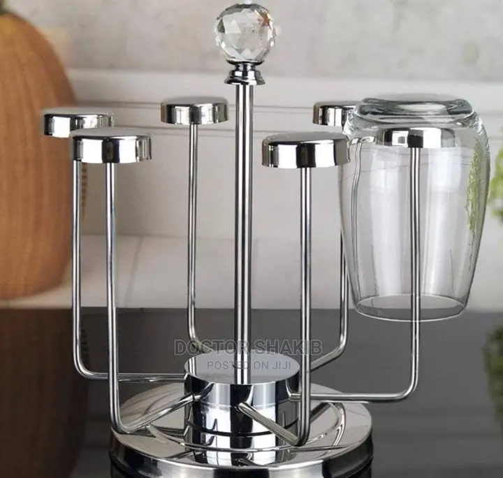Rotating Stainless Steel Glass Holder Rack