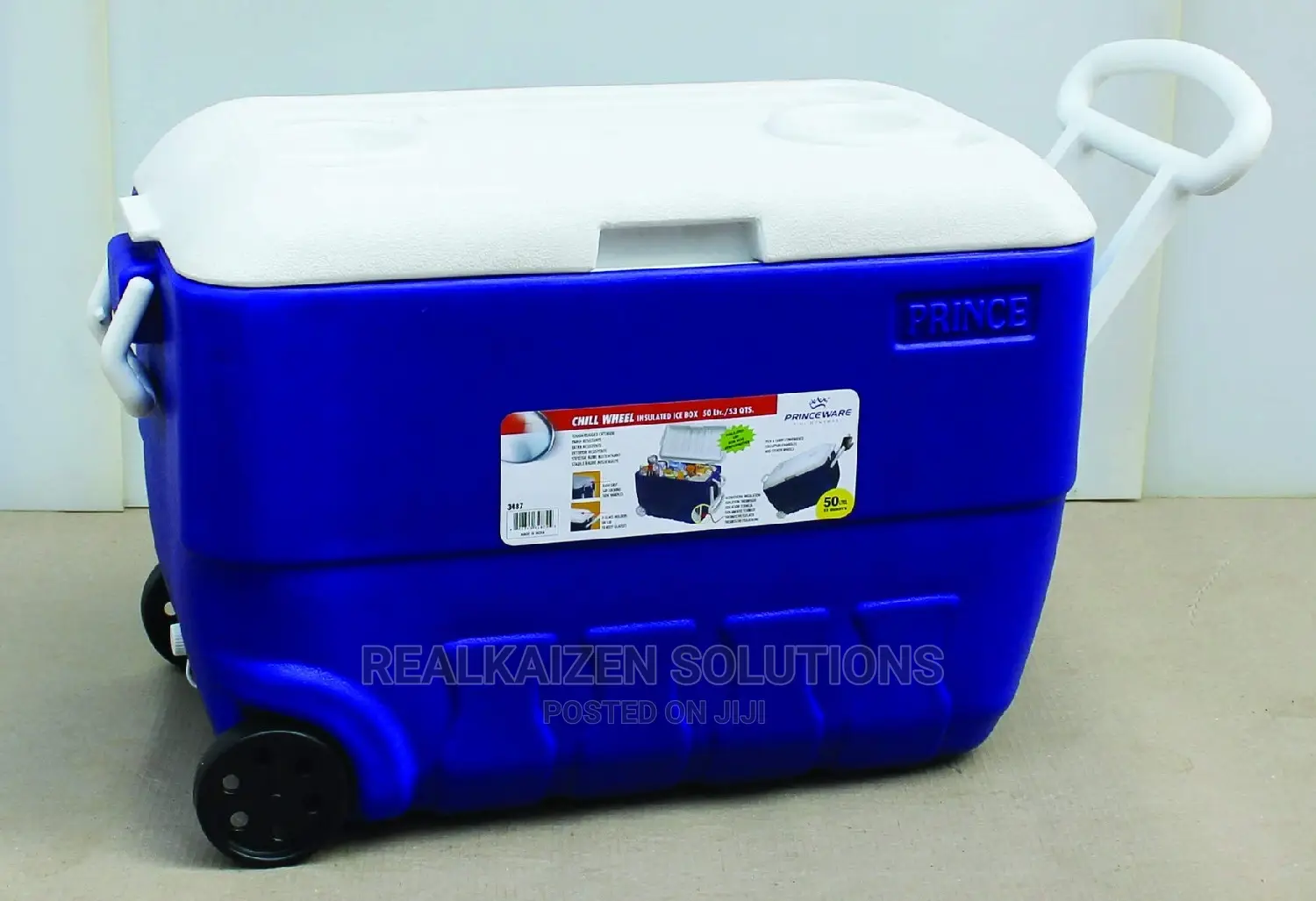 PRINCEWARE 50L Tough Rugged Cooler Box With Wheels Handle