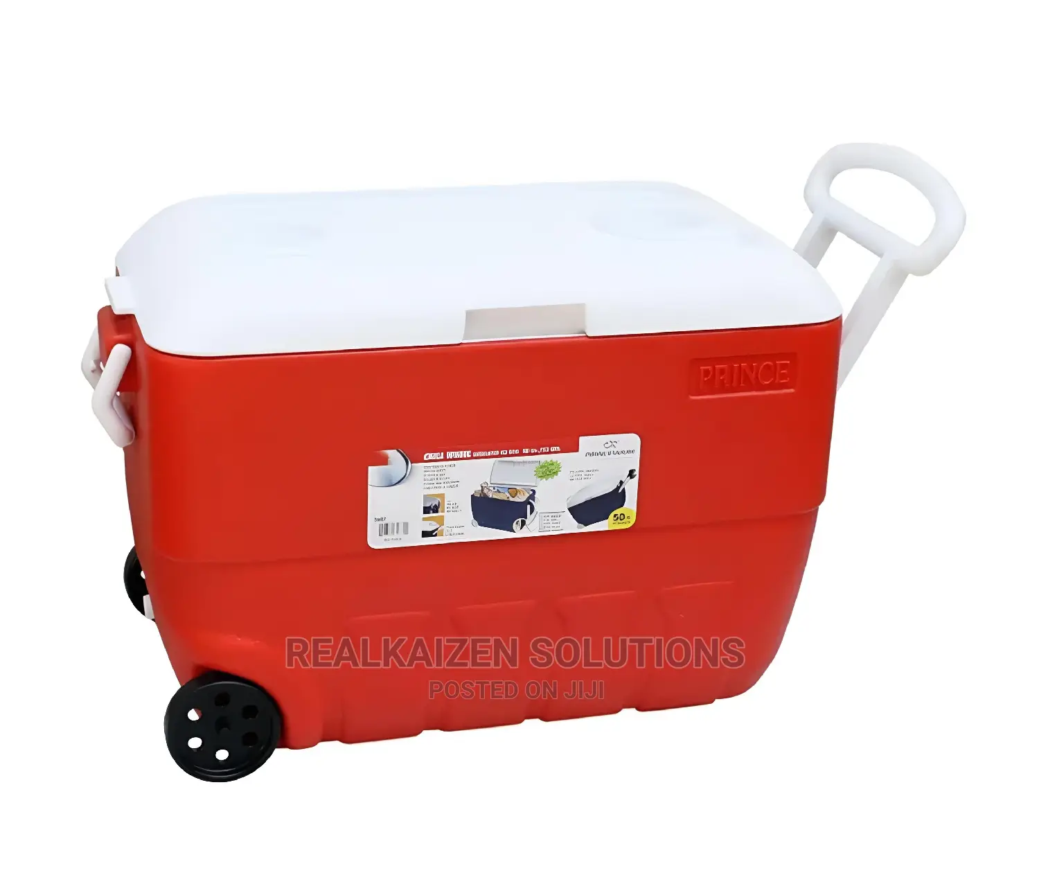 PRINCEWARE 50L Tough Rugged Cooler Box With Wheels Handle