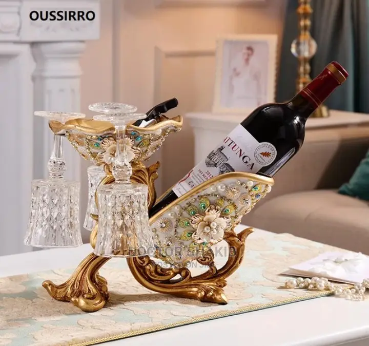 Classy Wine Bottle And Glasses Holder