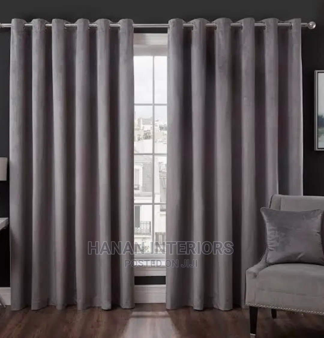 Gray Curtains With a Net