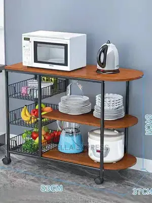 Microwave Oven Workstation Shelf Standing Spice Storage Cart
