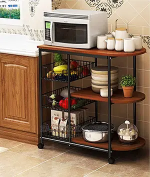 Microwave Oven Workstation Shelf Standing Spice Storage Cart