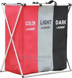 Laundry Hamper Sorter Basket Foldable 3 Sections