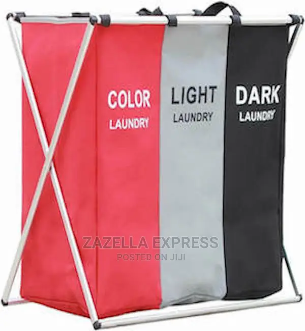 Laundry Hamper Sorter Basket Foldable 3 Sections