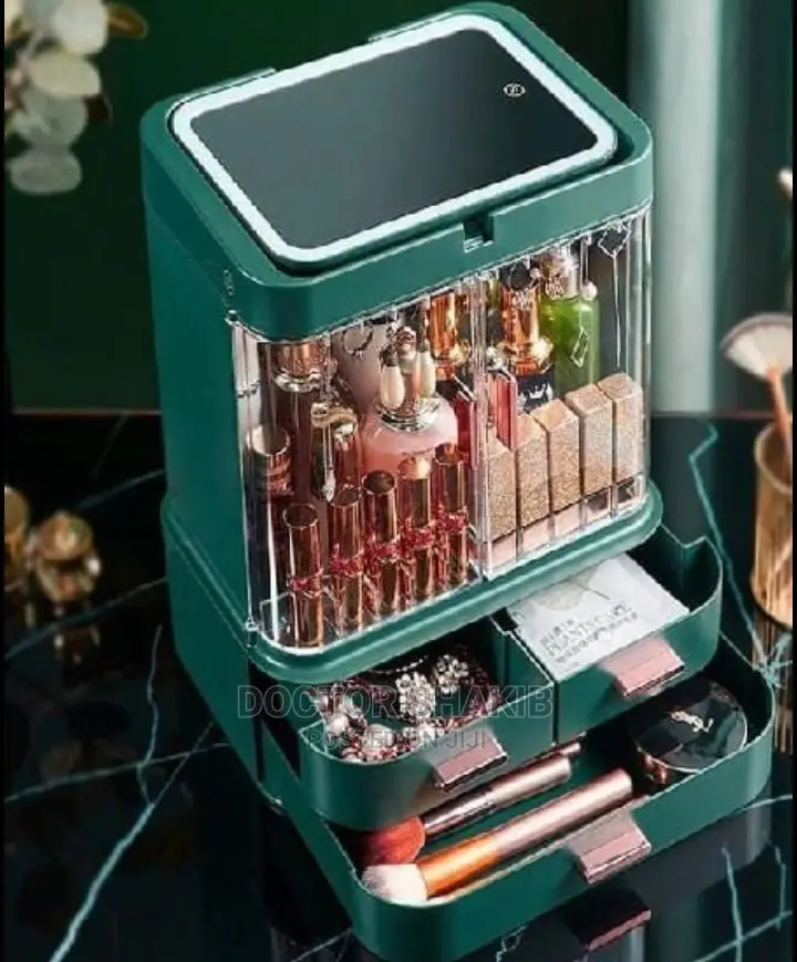 Makeup Storage Organizer With LED Mirror