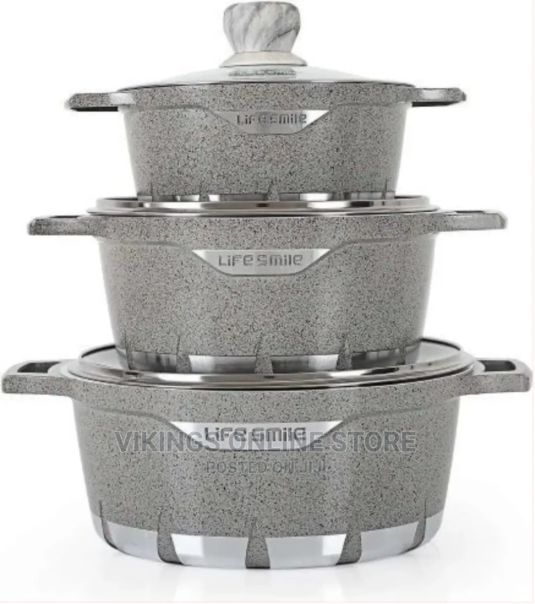 Life Smile 3 Pieces of Non-Stick Serving/Saucepans/Cookware