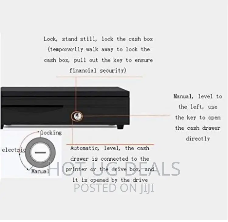 Money Box Cash Register Drawer Type for Storing Money –Black
