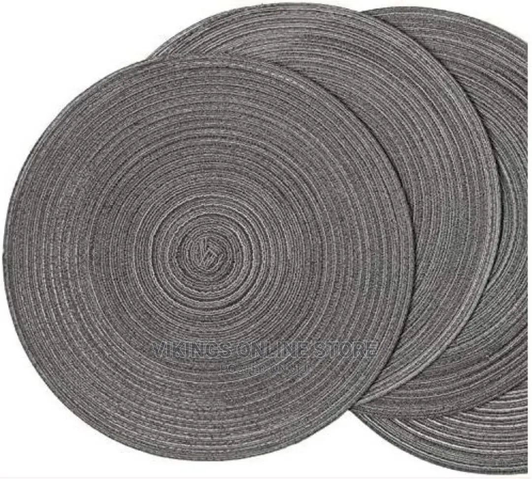 6 Round Decorative Placemats Table Mats- Grey