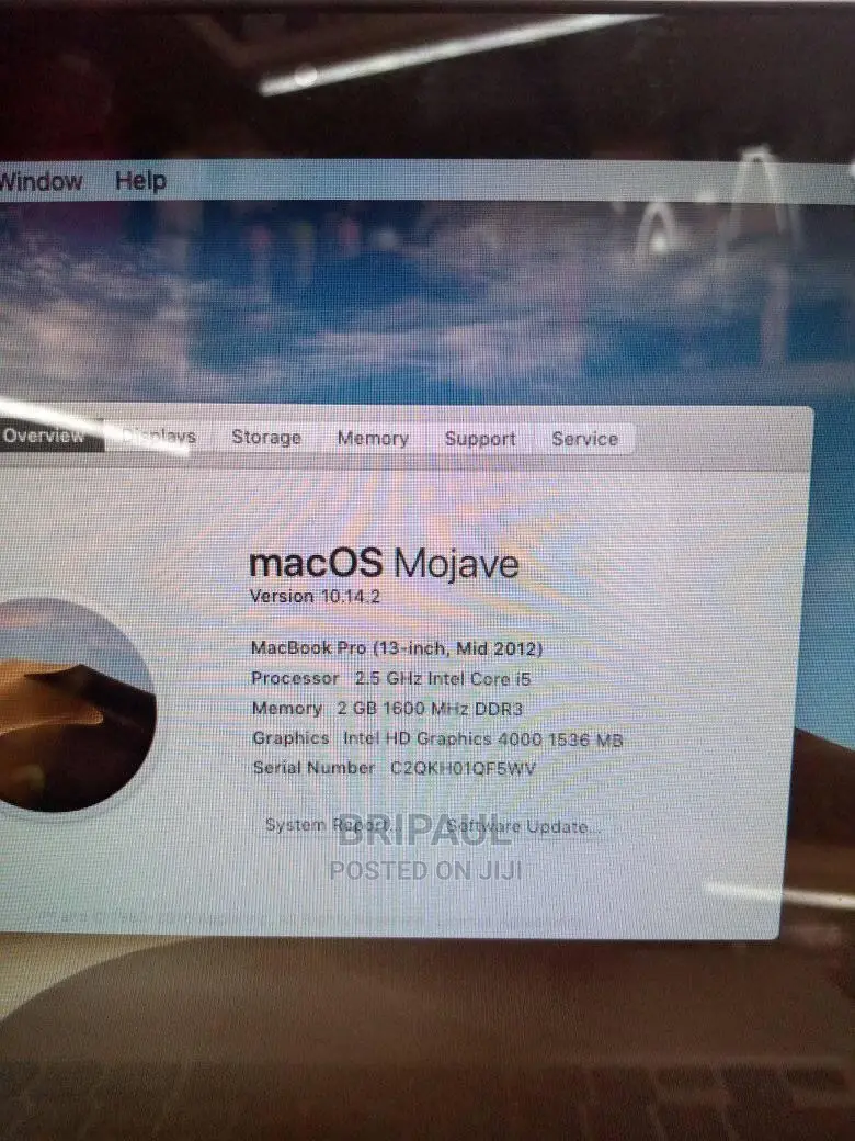 Laptop Apple MacBook Pro 2012 4GB Intel Core I5 HDD 500GB