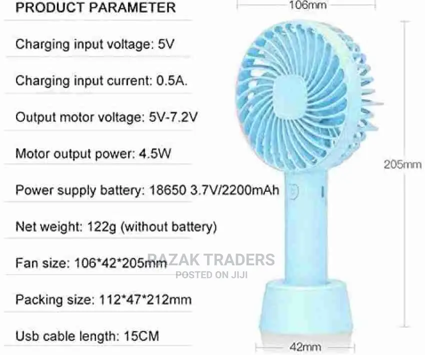 Mini Rechargeable Table Fan