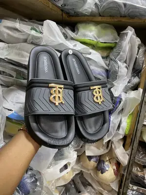 Men’S Original Grey Burberry Rubber Push in Sandals