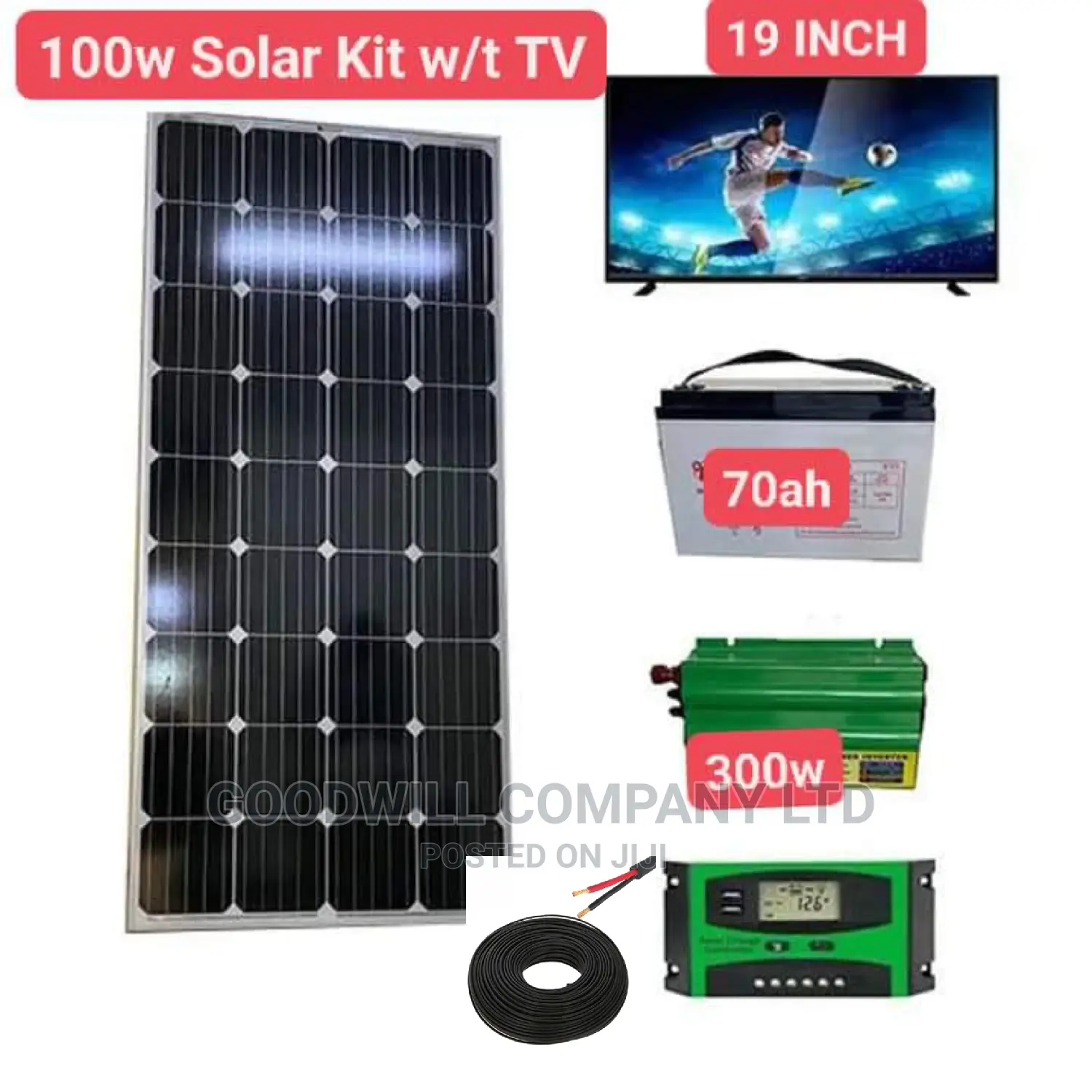 100w Solar Kit With 19 Inch TV