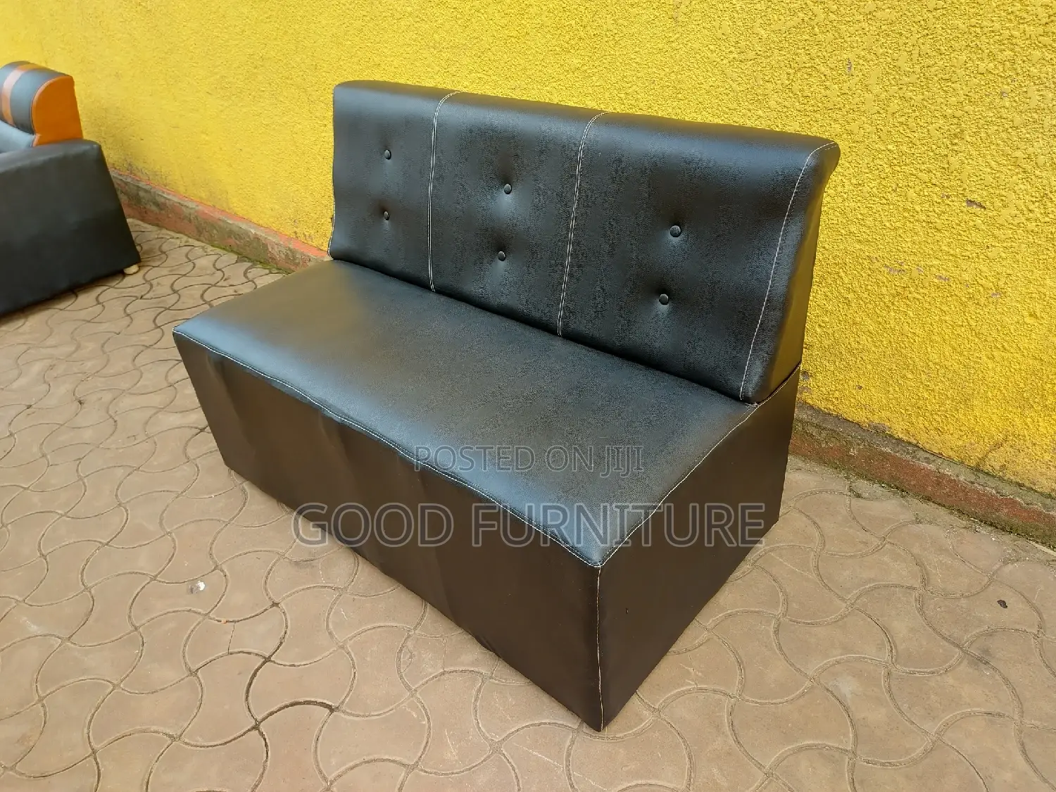 Black Leather Waiting Seat