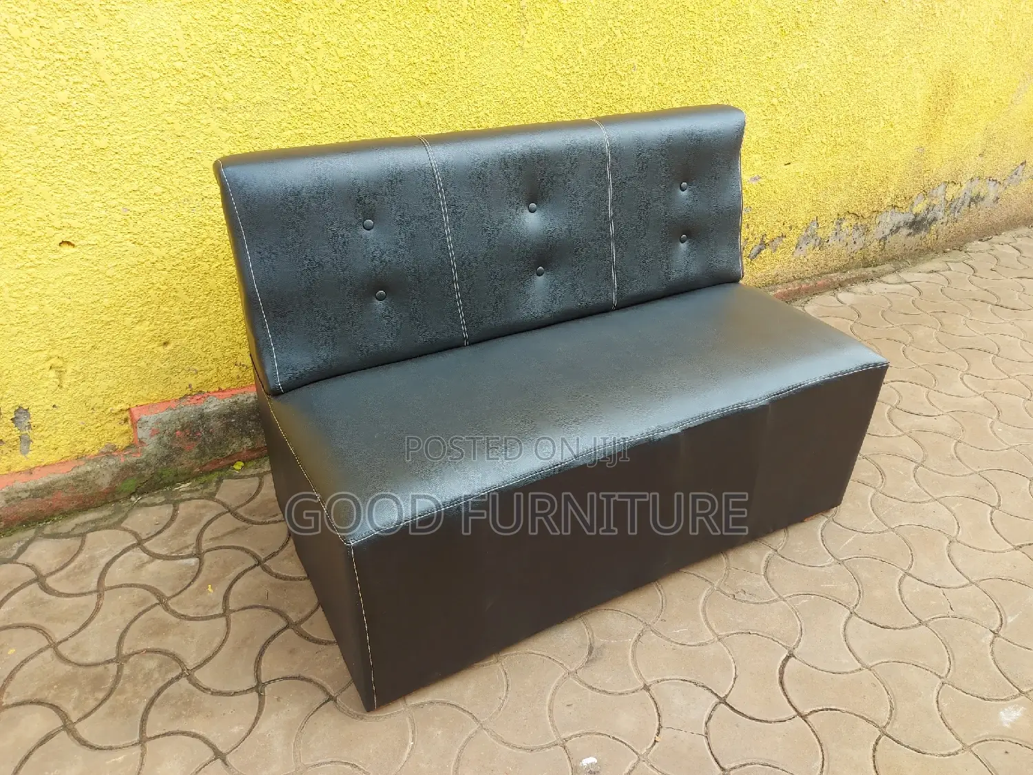 Black Leather Waiting Seat
