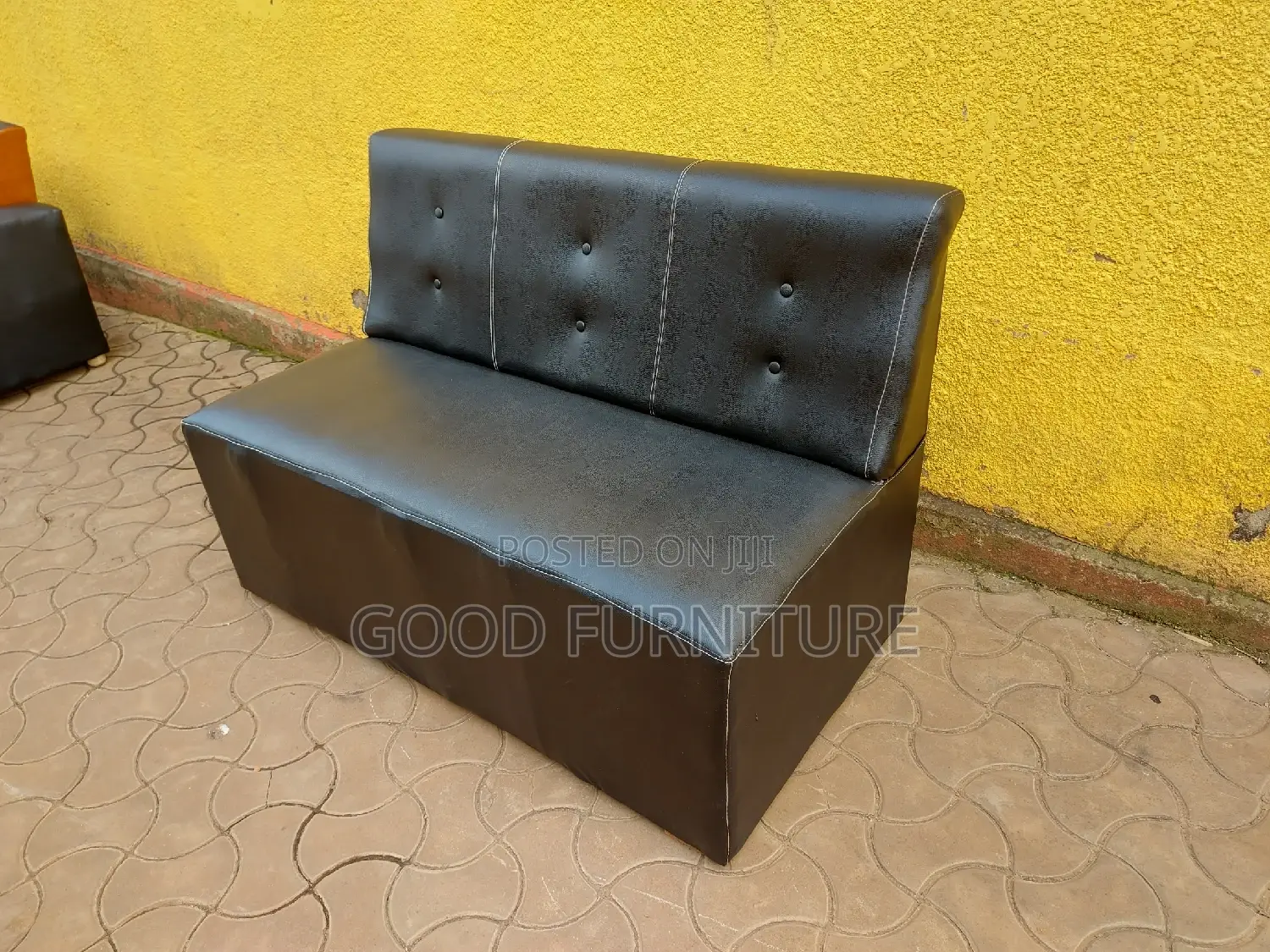 Black Leather Waiting Seat