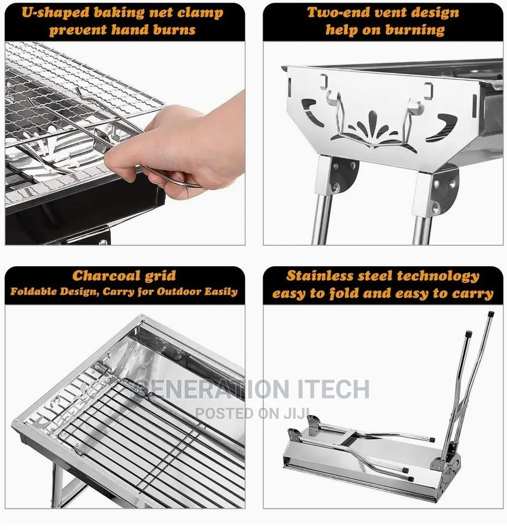 Portable Stainless Steel Grill - Outdoor Camping BBQ Grill
