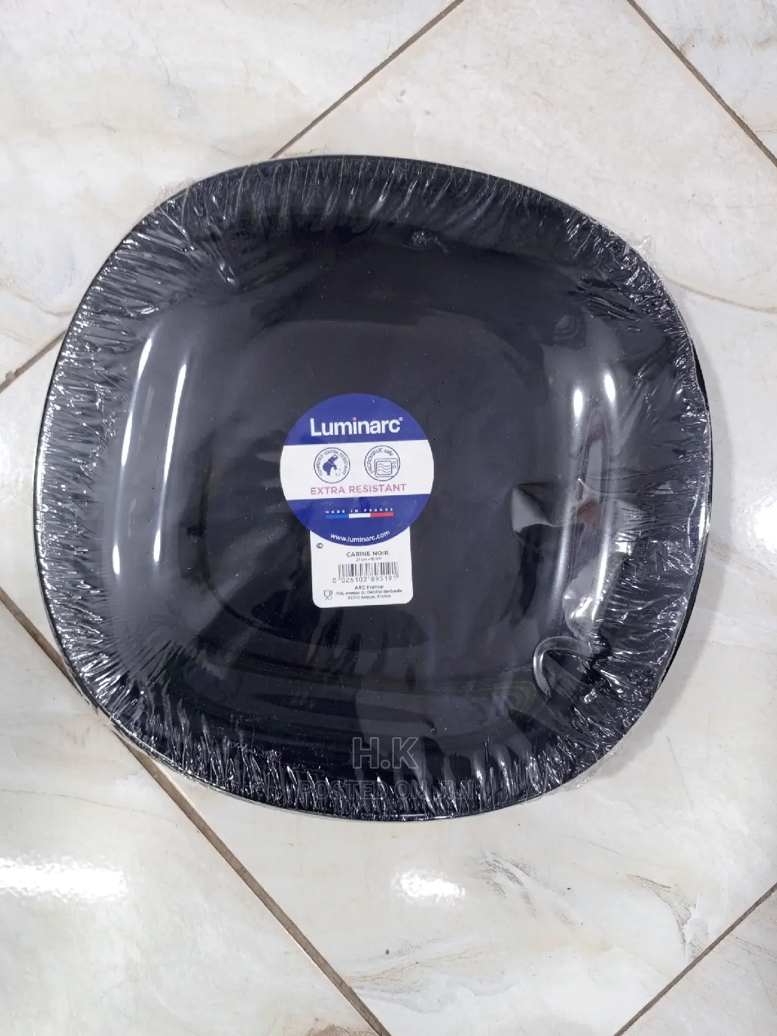 Luminarc Black Square Design Plates - Set of 6 - Black.