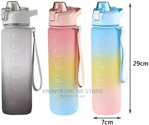 1L Time Marked Fitness Jug Outdoor Frosted Water Bottle,