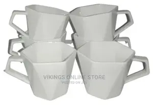 6 Pieces of Hexagonal Tea Coffee Mugs Cups-White