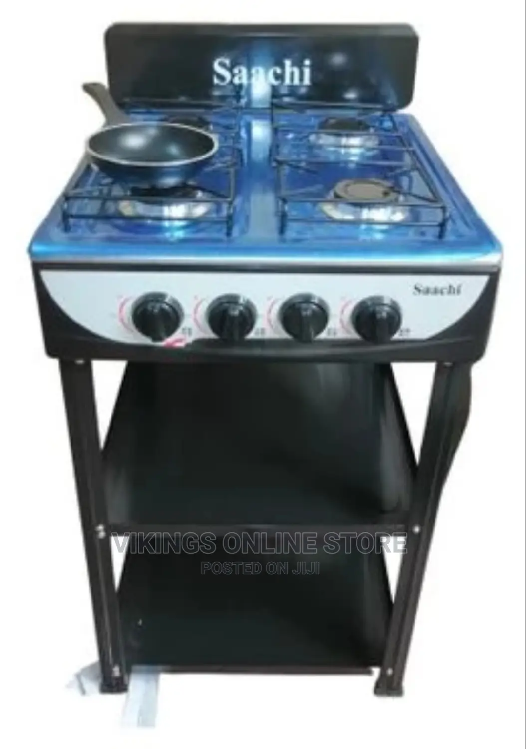 Saachi 4 Burner Gas Stove Cooker With 2 Shelves Stands,