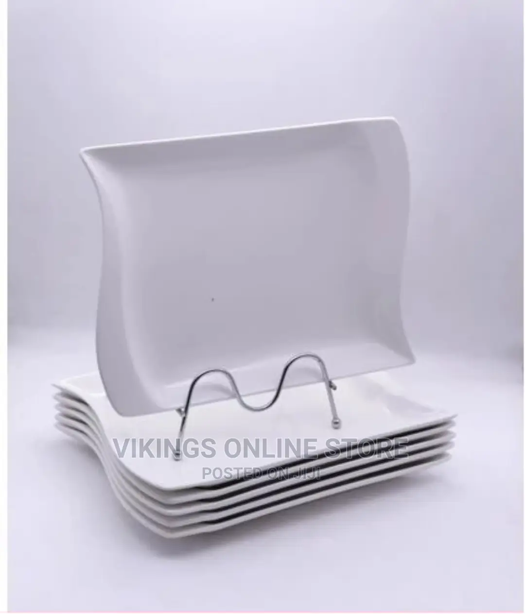 6 Pieces of Rectangle Ceramic Dinner Plates – White