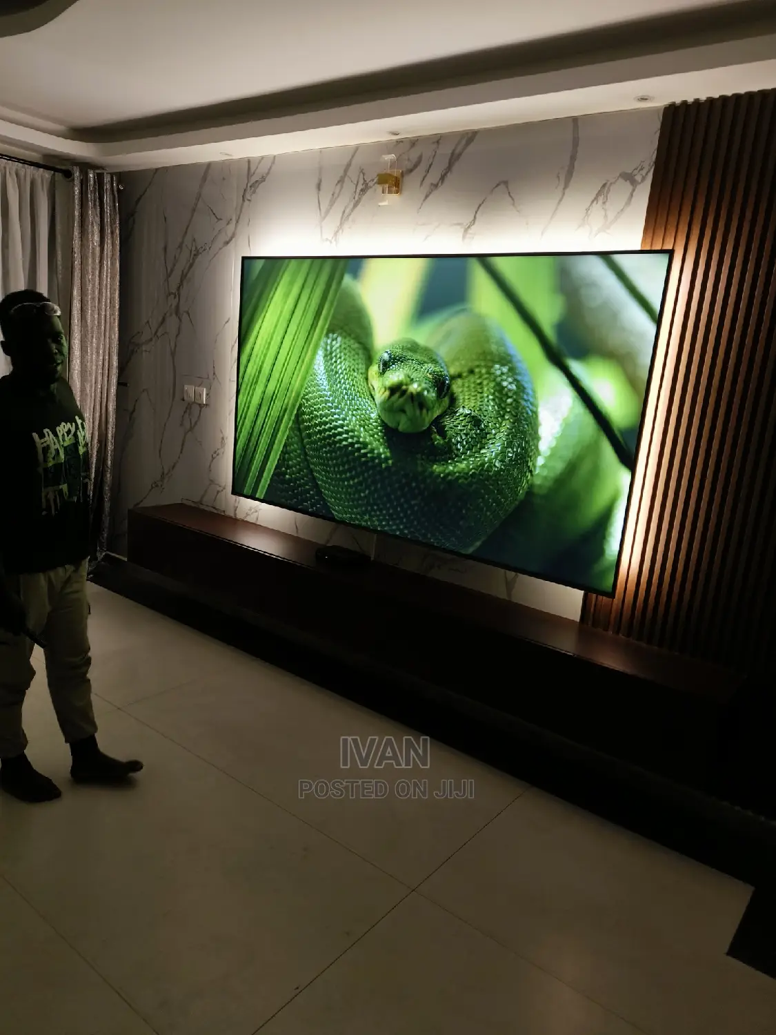 TV Slat Wall and Cabinets
