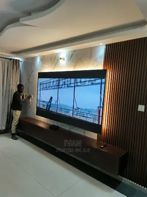 TV Slat Wall and Cabinets