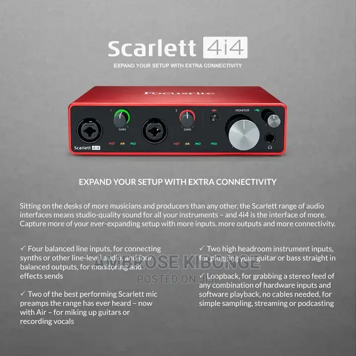 FOCUSRITE Scarlett 4i4 3rd Generation USB Audio Interface