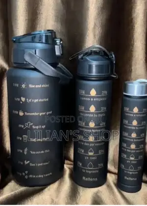 3pcs Motivational Water Bottle-Black