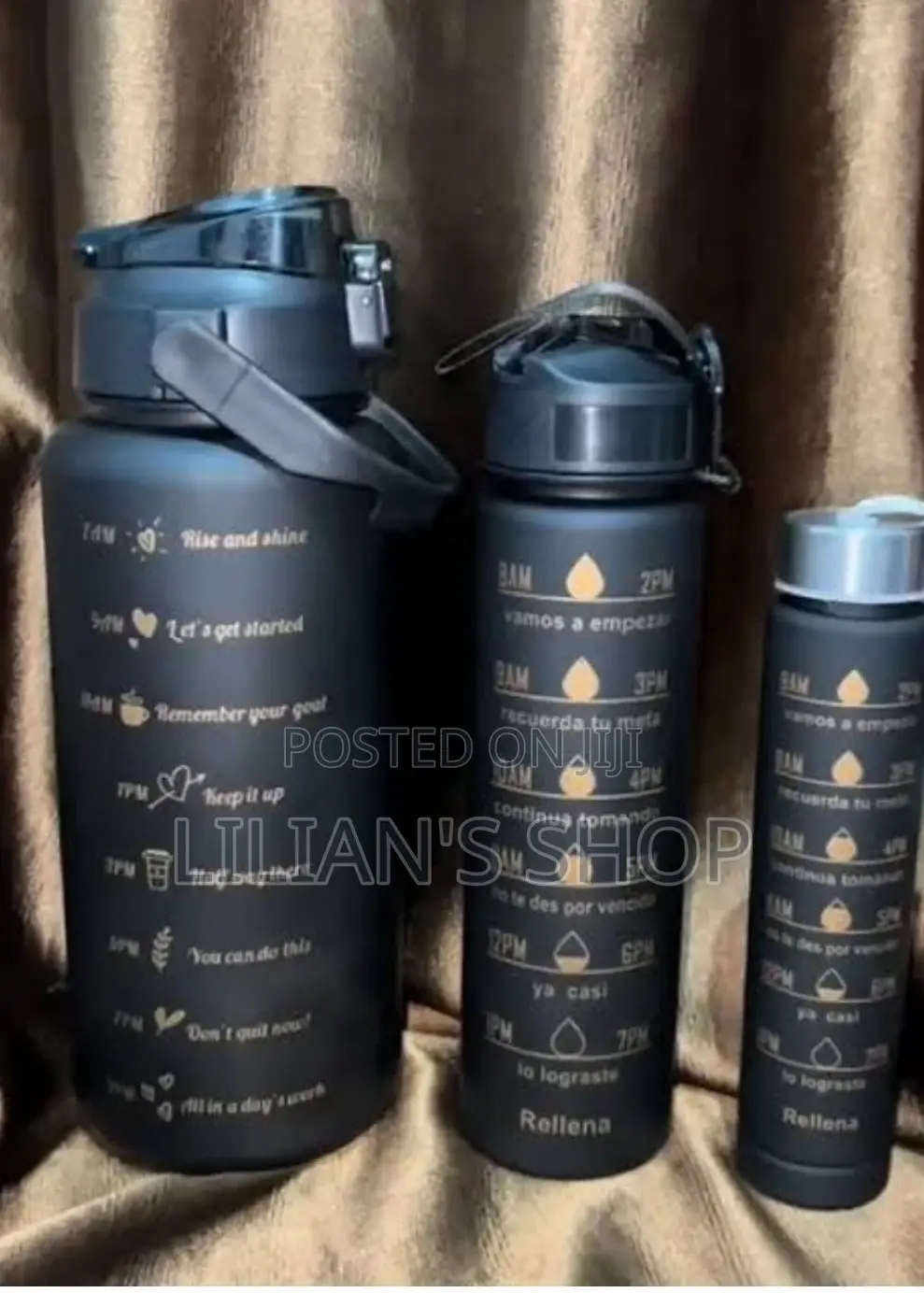 3pcs Motivational Water Bottle-Black