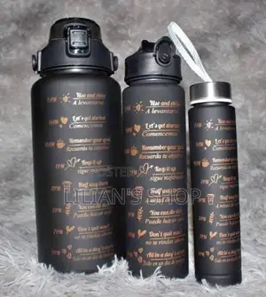 3pcs Motivational Water Bottle-Black