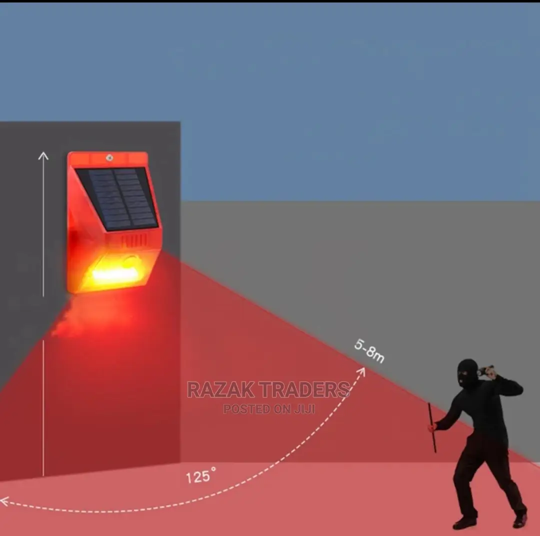 Solar Strobe Light Alarm, Remote Control Motion Detector
