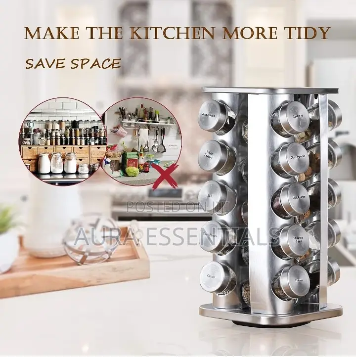 20- Jars Revolving Spice Rack Holder/Organizer