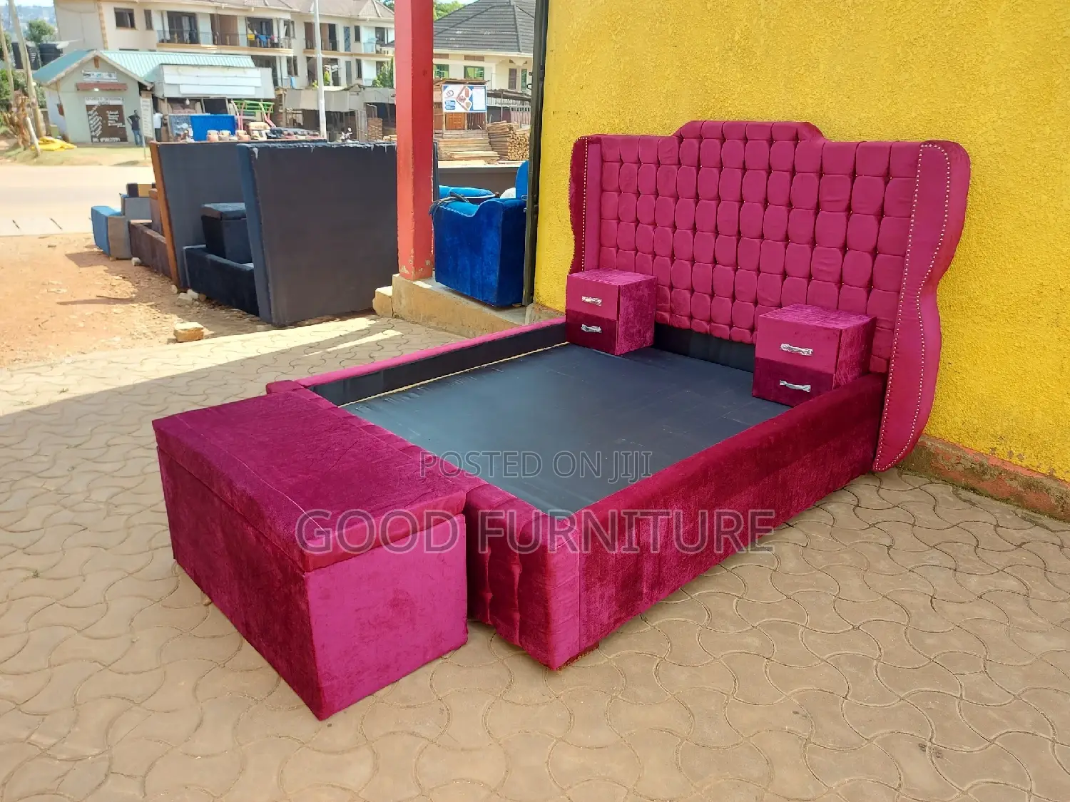 Attractive 5X6 Bed With Two Bedsides and Storage Puff