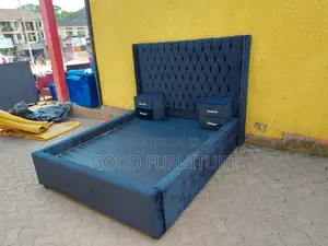 Comfortable Black 5X6 Bed With Two Bedsides